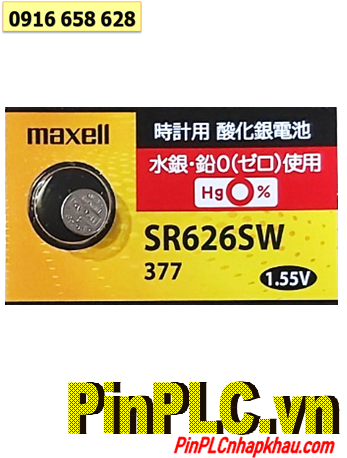 Maxell SR626SW _Pin 377; Pin đồng hồ 1.55v Silver Oxide Maxell SR626SW _Pin 377 chính hãng